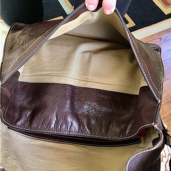 Cole Haan Brown Leather Messenger Laptop Bag Adjustable Strap - Picture 3 of 16